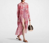  Платье-рубашка макси с принтом Monogram Tiles Louis Vuitton Артикул LUX-93867. Вид 1