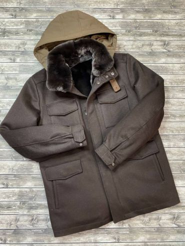 Куртка мужская  с меховой подкладкой и съемным меховым воротником  Loro Piana LUX-80137