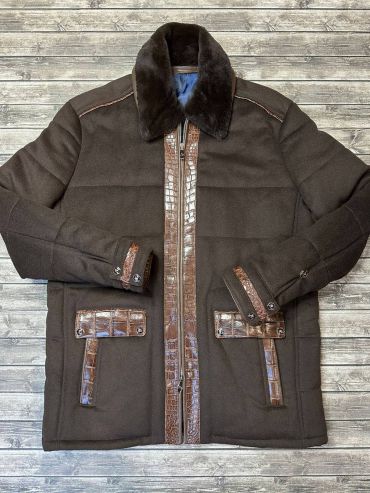 Куртка со вставками из натуральной кожи крокодила Angelo Galasso  LUX-81014