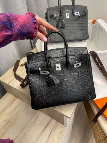 Сумка женская Birkin, 25  Crocodile Alligator Mat